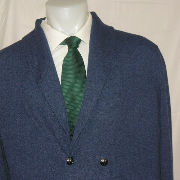 Ralph Lauren Purple Label Blue 100% Cashmere Sweater Jacket XL NWT